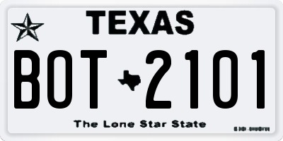 TX license plate BOT2101