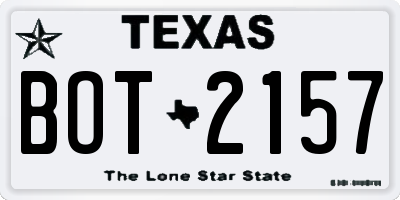 TX license plate BOT2157