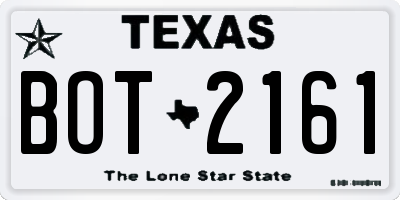 TX license plate BOT2161