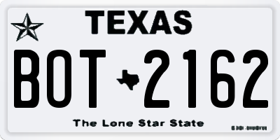TX license plate BOT2162