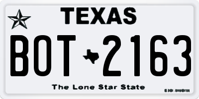 TX license plate BOT2163