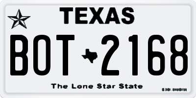 TX license plate BOT2168