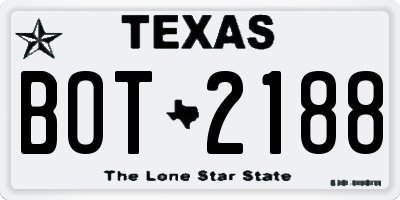 TX license plate BOT2188