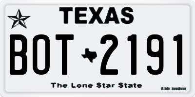 TX license plate BOT2191