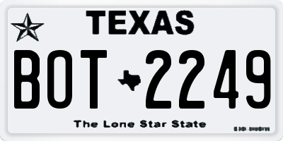 TX license plate BOT2249