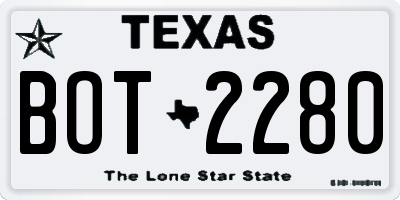 TX license plate BOT2280