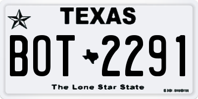TX license plate BOT2291