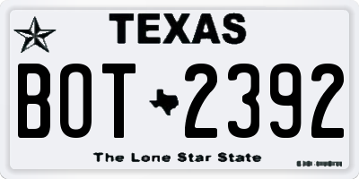 TX license plate BOT2392