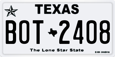TX license plate BOT2408