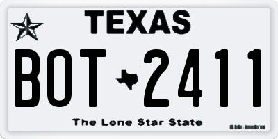 TX license plate BOT2411