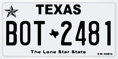 TX license plate BOT2481