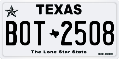 TX license plate BOT2508