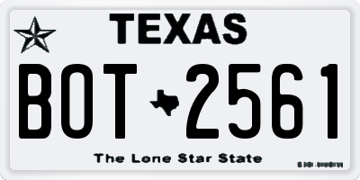 TX license plate BOT2561