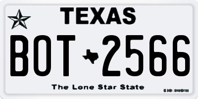 TX license plate BOT2566