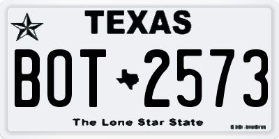 TX license plate BOT2573