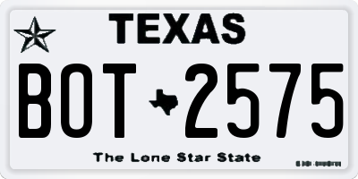 TX license plate BOT2575