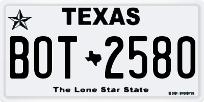 TX license plate BOT2580