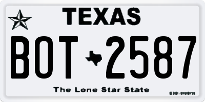 TX license plate BOT2587