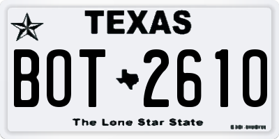 TX license plate BOT2610