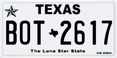 TX license plate BOT2617