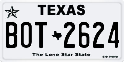 TX license plate BOT2624
