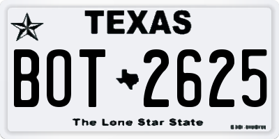 TX license plate BOT2625