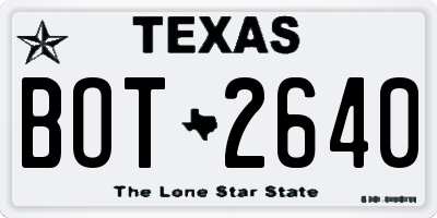 TX license plate BOT2640