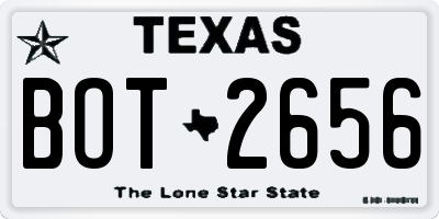 TX license plate BOT2656