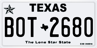 TX license plate BOT2680