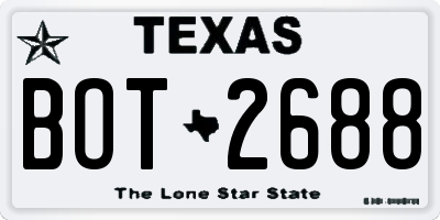 TX license plate BOT2688
