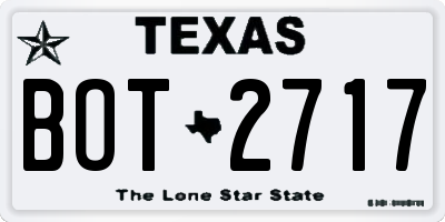 TX license plate BOT2717