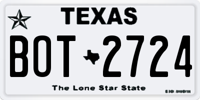 TX license plate BOT2724
