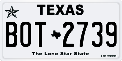 TX license plate BOT2739