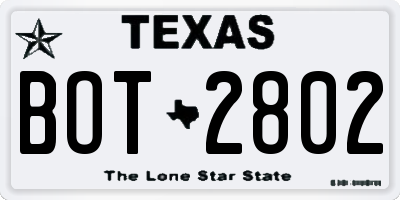 TX license plate BOT2802