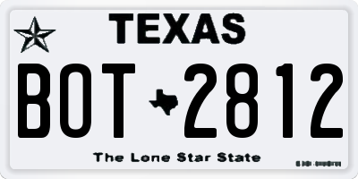 TX license plate BOT2812