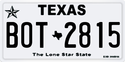 TX license plate BOT2815