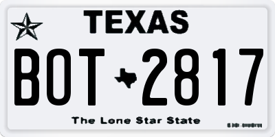TX license plate BOT2817
