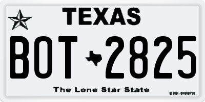 TX license plate BOT2825