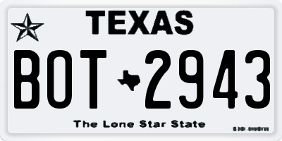 TX license plate BOT2943
