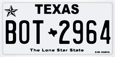 TX license plate BOT2964