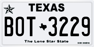 TX license plate BOT3229