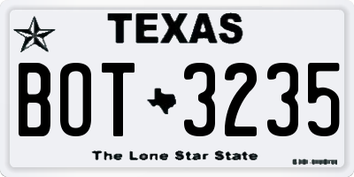 TX license plate BOT3235