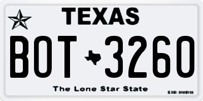 TX license plate BOT3260