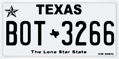TX license plate BOT3266