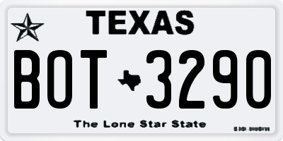 TX license plate BOT3290