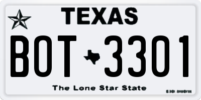 TX license plate BOT3301
