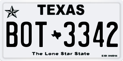 TX license plate BOT3342