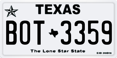 TX license plate BOT3359