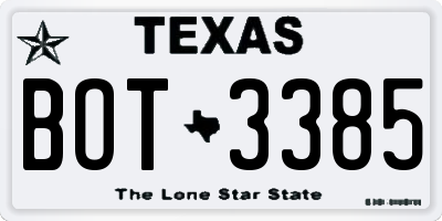 TX license plate BOT3385