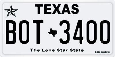 TX license plate BOT3400